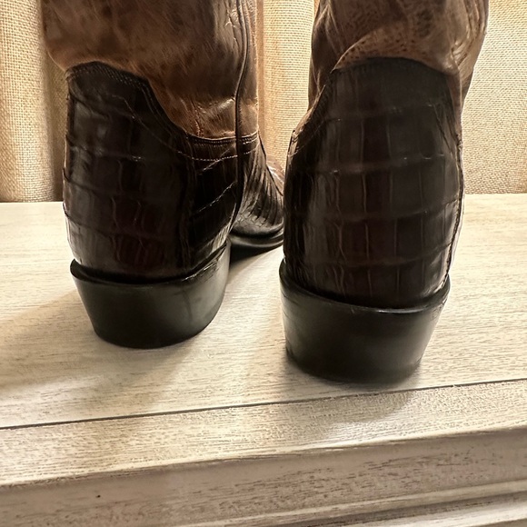 Lucchese Brown Caiman Cowboy Western Boots - Picture 6 of 11